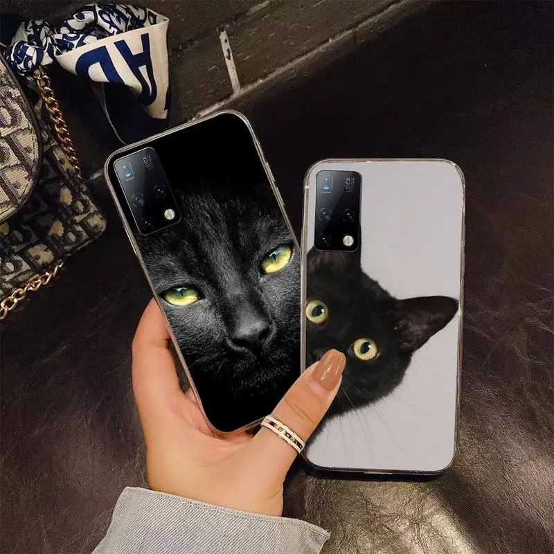 

Cute Black Cat Phone Case For Samsung S4 S5 S6 S7 Edge S8 S9 S10 Plus S20 Lite Fe Note20 Ultra A71 A21S Cover Fundas Coque