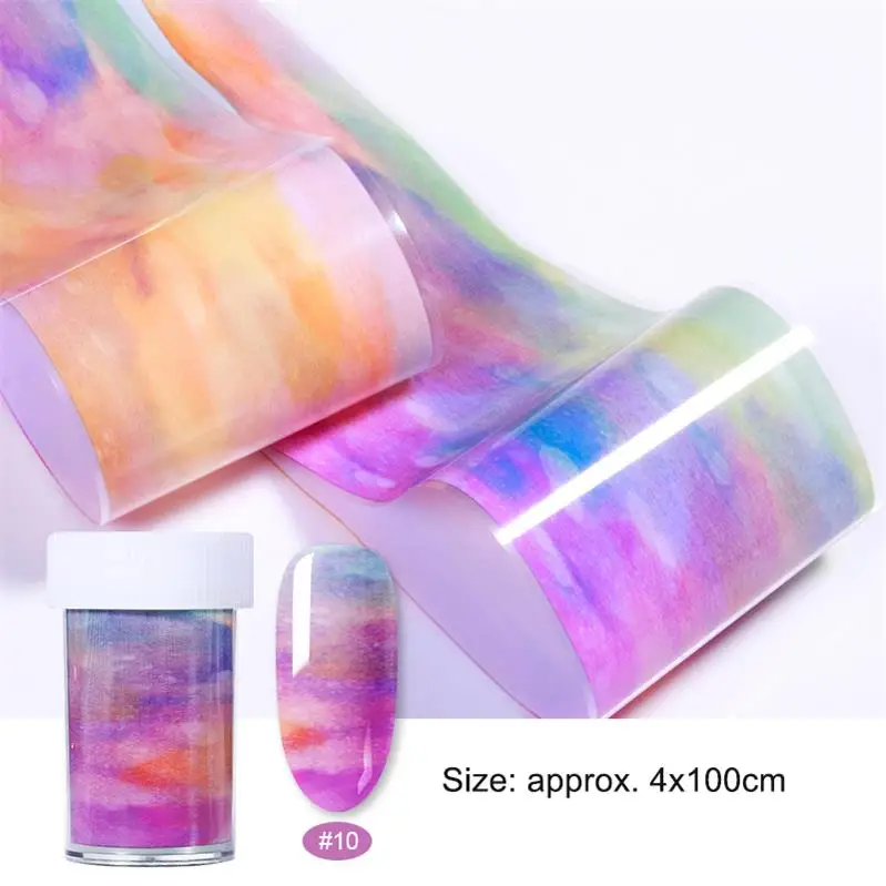 1 Roll-10 4*50 см серия Psychedelic Sky Фольга для ногтей смешанные узоры наклейки для переноса ногтей аксессуары дизайн для украшения ногтей 10 узоров - Цвет: 1 Roll-10