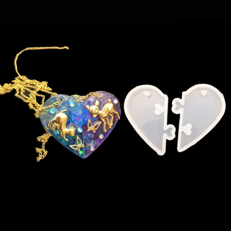 DIY Silicone Crystal Epoxy Couple Pendant New Product Love Lock | Resin DIY&ampsilicone Mold