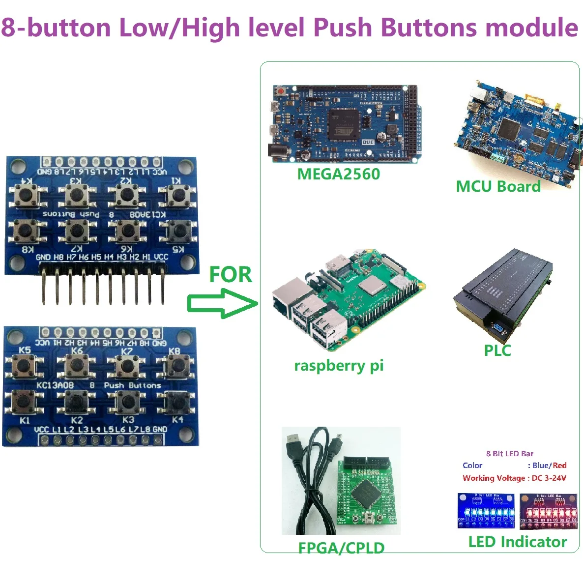 8-клавишная плата триггерной кнопки модуль клавиатуры для ПЛК MCU AVR ARM