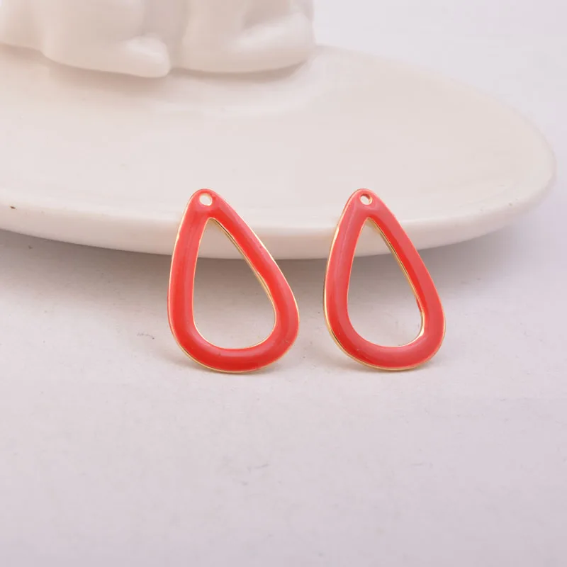 30 шт. 17*25 мм Высокое качество золото медь Эмаль Подвеска Капля Серьги основа