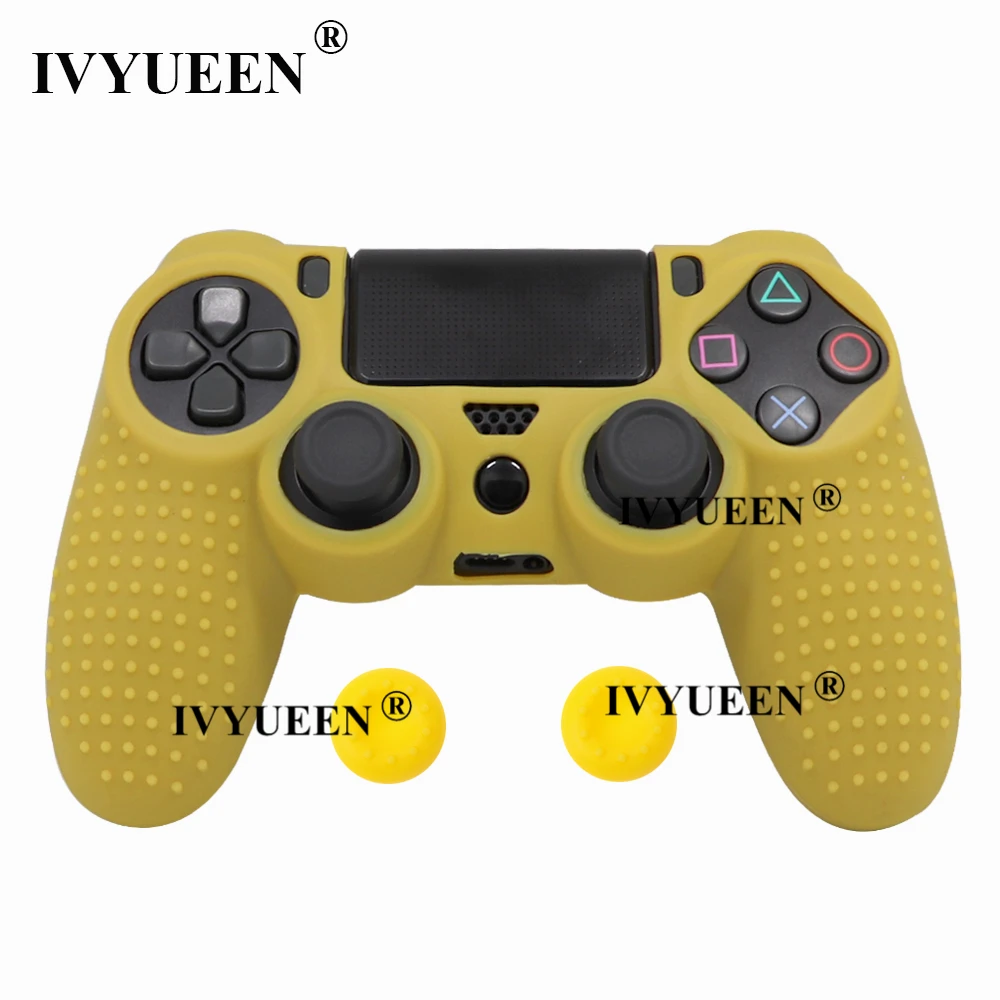 IVYUEEN 25 цветов Противоскользящий силиконовый чехол для sony playstation Dualshock 4 PS4 DS4 Pro тонкий контроллер и ручка - Цвет: Цвет: желтый