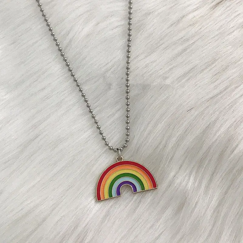 

Rainbow Necklace The Rainbow After Wind and Rain Means Beauty and Luck Ladies Jewelry Long Pendent Necklace Is Simple Versatile