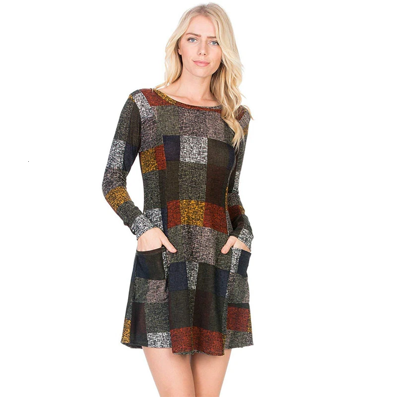 Модное дизайнерское платье в шотландскую клетку для мам Одежда беременных