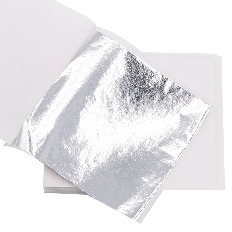 Серебряная Имитация фольги лист серебра листы бумаги 8X8 5 см для позолоченного
