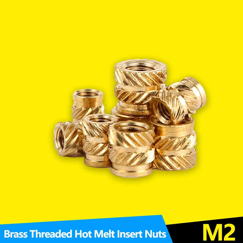 200PCS Insert Nuts Embed Parts Female Thread Brass Knurled Heat Set Inserts Nut Pressed Fit into Holes for 3D Printing M2 - купить по