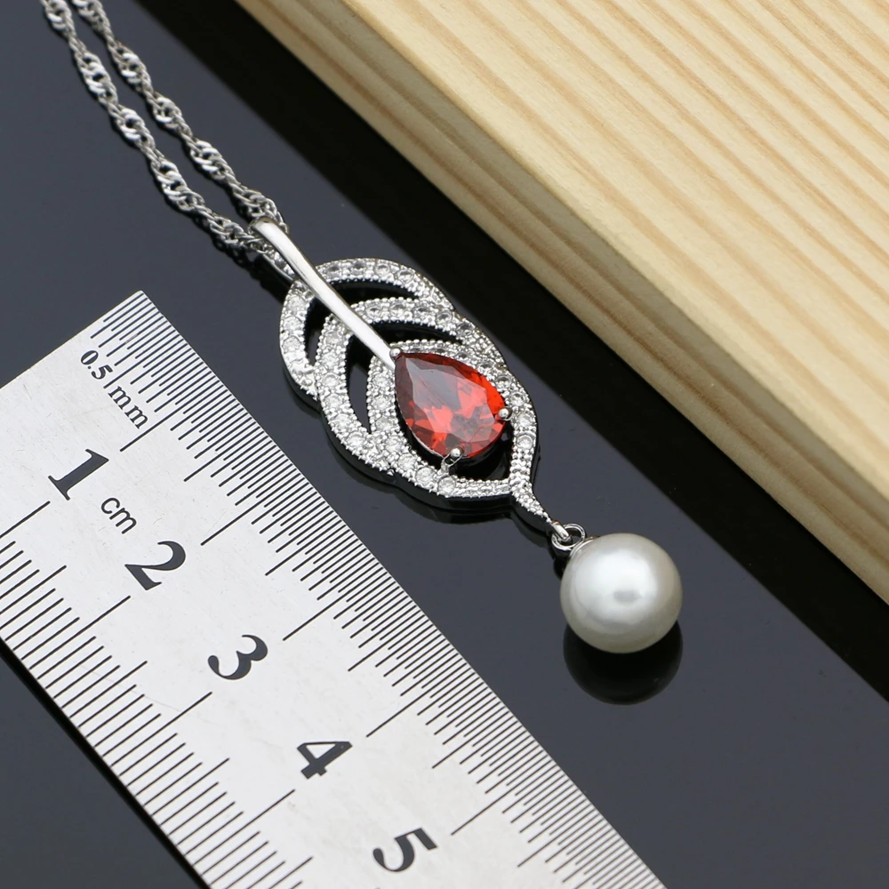 Свадебный Жемчуг Ювелирные наборы натуральный красный гранат 925 серебряные