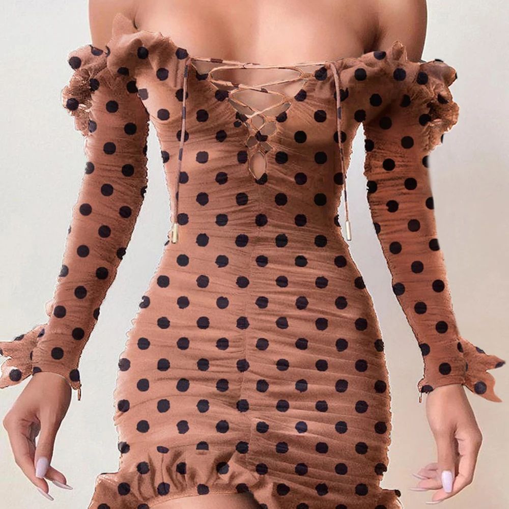 Вечерние сексуальные платья Женский праздничный сарафан облегающее в горошек