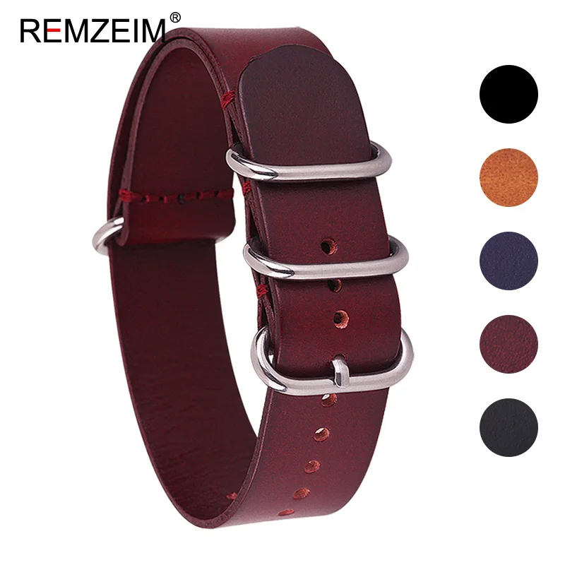 Ремешок из кожи Crazy Horse в стиле НАТО винтажный кожаный браслет Zulu для наручных