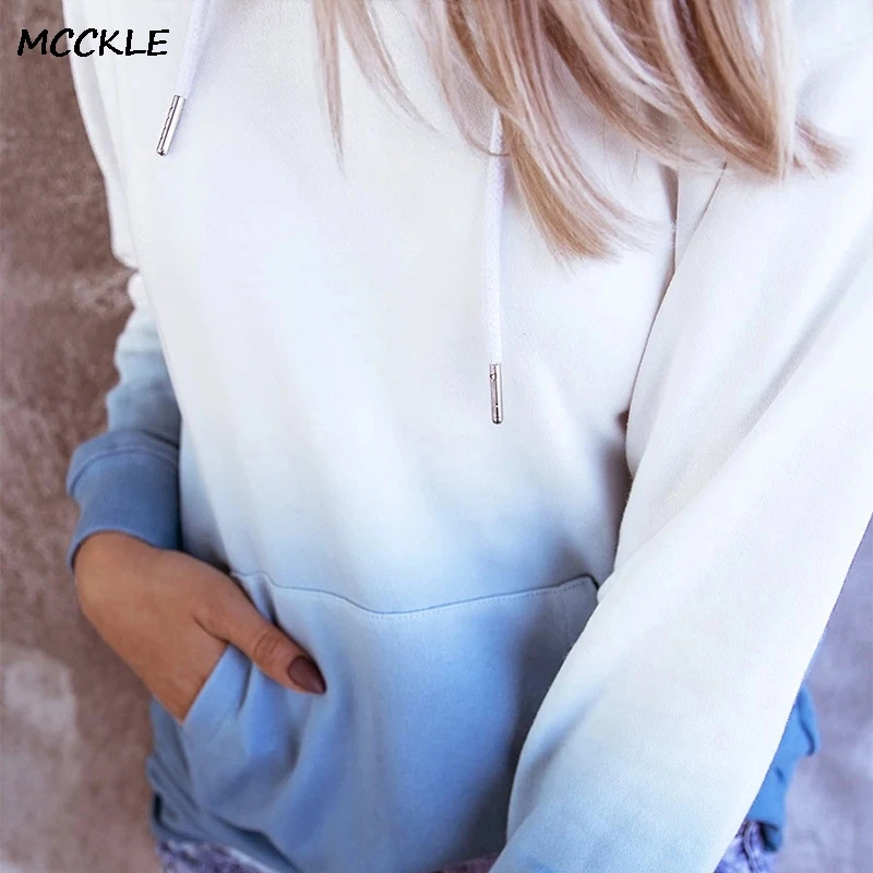 

Autumn Gradient Pocket Sweatshirt Women Hoodies Sport Casual Long Sleeve Ladies Sweatshirts 2021 Fashion Streetwear Female Tops