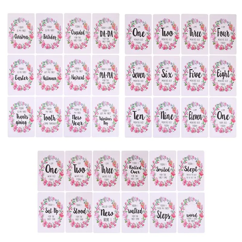 

Baby Milestone Photo Cards Age Markers & Unique Firsts Baby Shower Gift Set F3ME