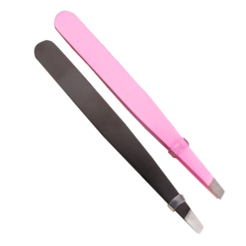 

1PC Black/Pink Eyebrow Tweezer Hair Beauty Slanted Puller Stainless Steel Eye Brow Clips Hair Removal Makeup Tool Accessories