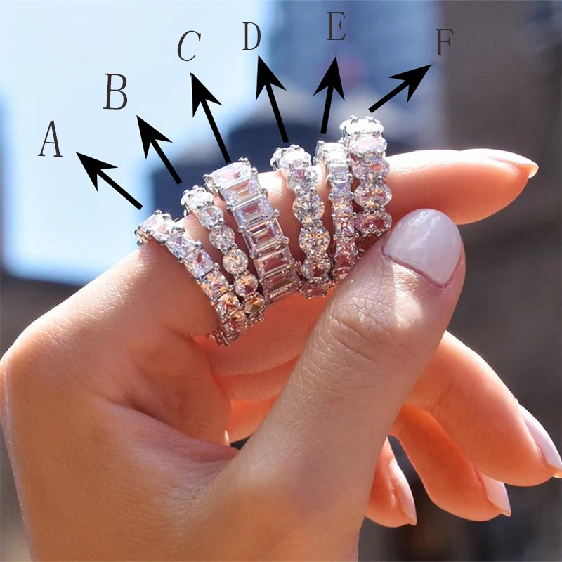 

New Design Gorgeous AAA Cubic Zirconia Promise Rings for Women 6 Styles Available Noble Wedding Jewelry Ring for Girl Fine Gift