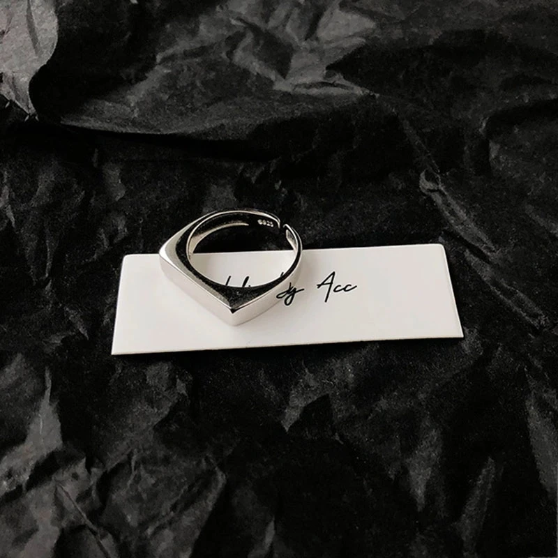

Geometric Rectangle Silver Plated Opening Rings Korean Simple Handmade Jewelry Wedding Accessories for Women Gift