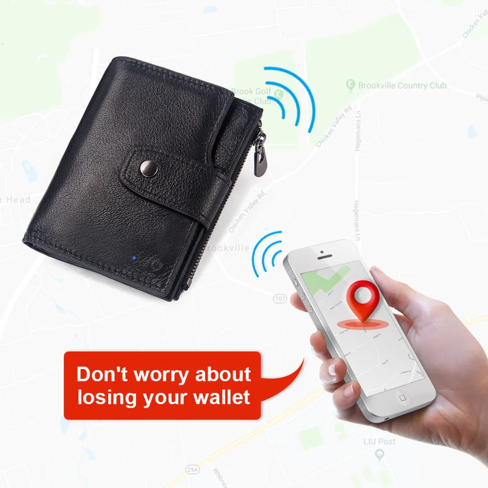 Fashion Smart Men Wallet Rfid Genuine Leather With Alarm GPS Map Bluetooth Coin Purse ID Credit Card Holder Wallets | Багаж и сумки