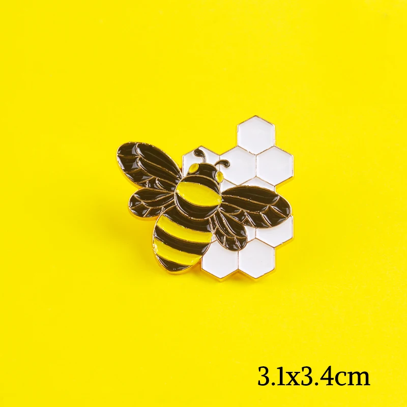 

Pulaqi Cute Bee Brooches Metal Anime Decoration Honey Clothes Lapel Pin Icon Accessories Gift Metal Pins For Clothes Brooch Pin