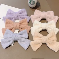 new women large bow hairpin winter knitting big bowknot stain bow barrettes women solid color ponytail clip hair accessories