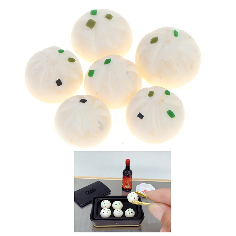 

Handmade 6 pcs 1:12 Dollhouse Miniature Pan Fried Dumpling Buns Food Model Kitchen Accessories Toys
