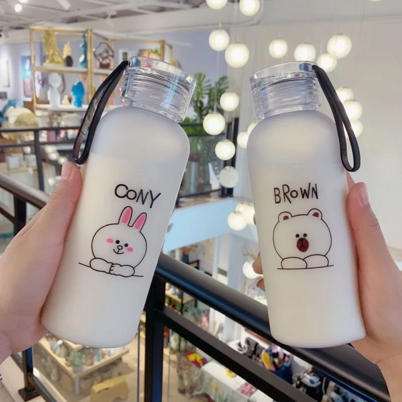 New Plastic Water Bottle Summer Cold Drink Juice Cup Portable Outdoor Sports Camping Cups Cute Animal Print Send Bag | Дом и сад