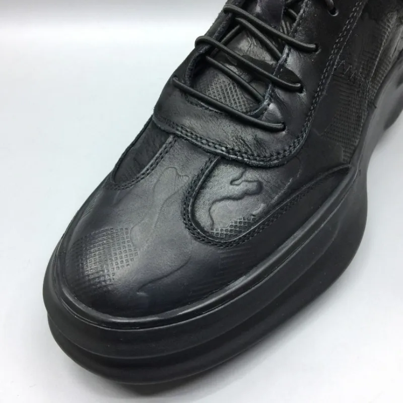 

Fashion Mens Lace Up Jogging Sneakers Genuine Leather Platform Shoes Round Toe Casual Brand Trainers Zapatillas Hombre Sneakers