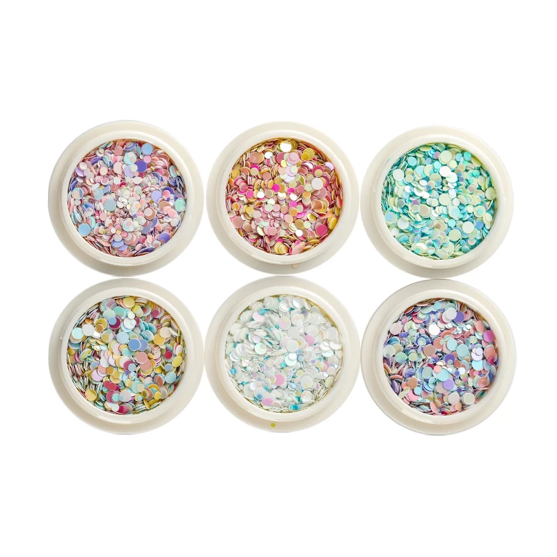 Блестки для ногтей круглые смешанные красочные мини-советы дизайна блестки