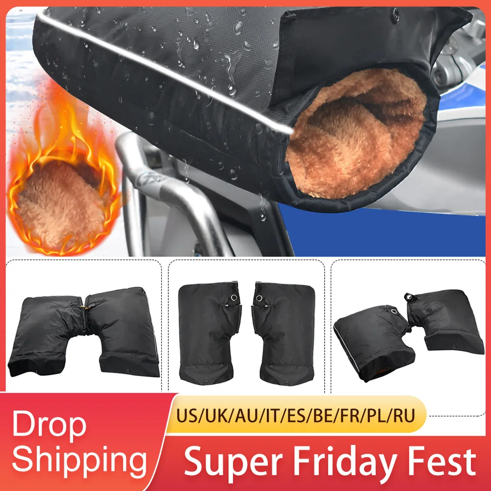 

Protective Motorcycle Scooter Thick Warm Handlebar Muff Grip Handle Bar Muff Rainproof Riding Winter Warmer Thermal Cover Gloves