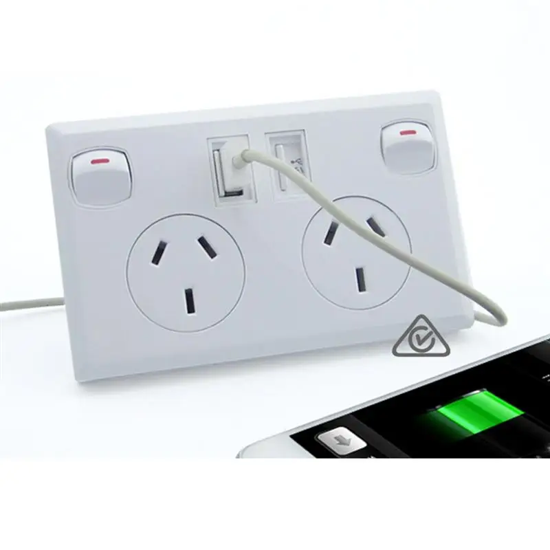 Сетевой адаптер с 2 USB портами и выключателями|Вилки розеткой| |