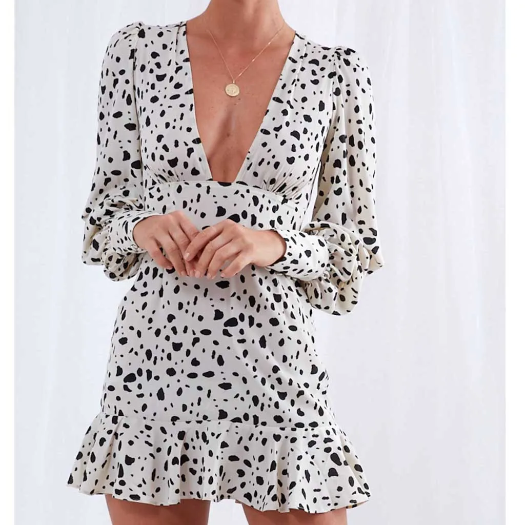 Элегантный в горошек белое шифоновое платье Для женщин с эластичной резинкой на