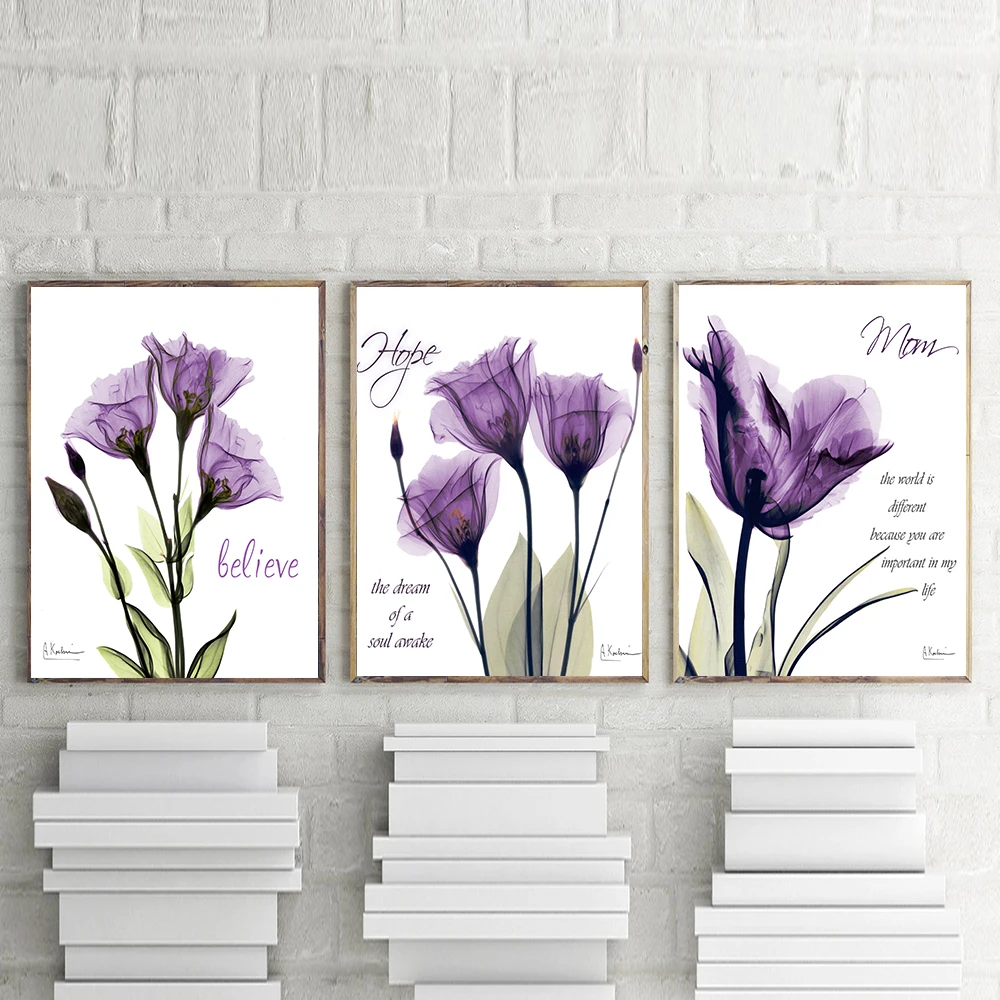 Настенная картина с изображением цветка Утренней славы фиолетовое растение