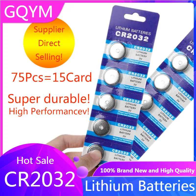 

75PCS Cr2032 batteries 2032 3v BR2032 LR2032 ECR2032 Bottom Battery for Watch Toys Computer Calculator Control