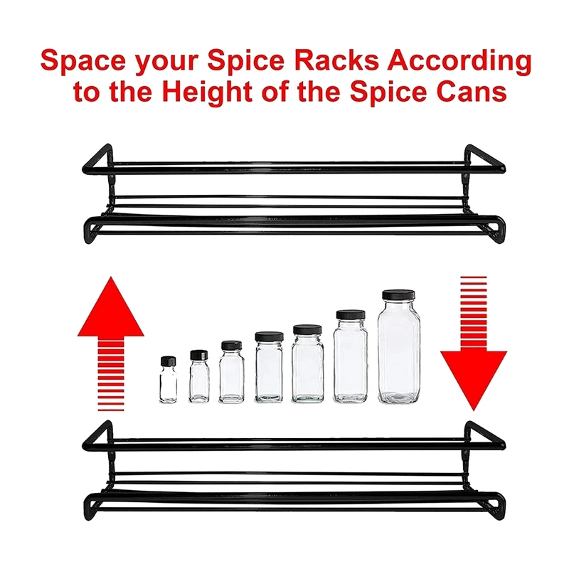 Набор из 5 настенных органайзеров для специй металлические подвесные стеллажи