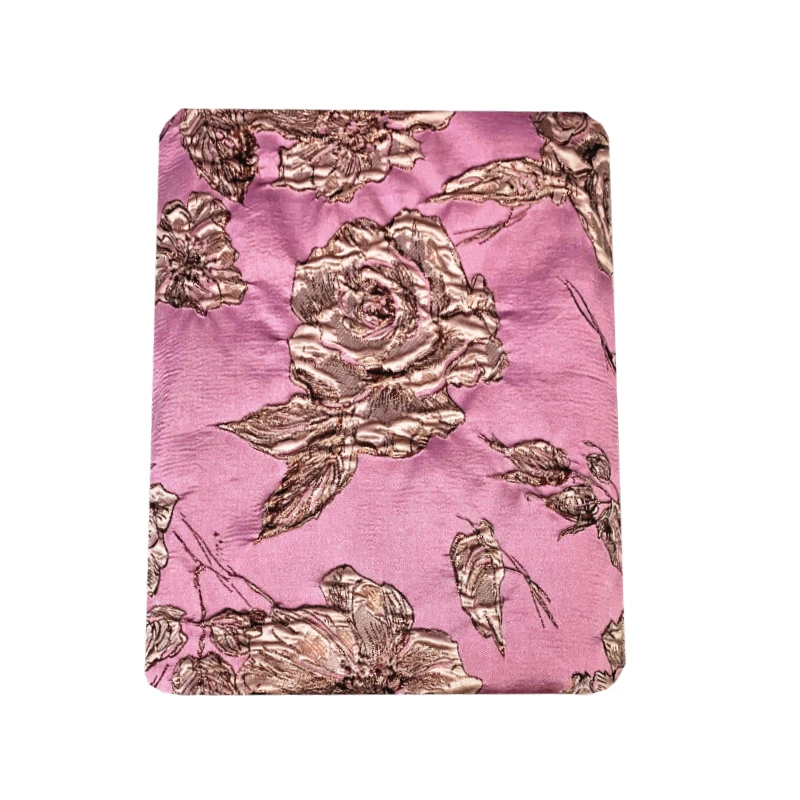 

Gold silk three-dimensional embossed peony yarn-dyed jacquard fabric, sewing fabric factory shop is not out of stock