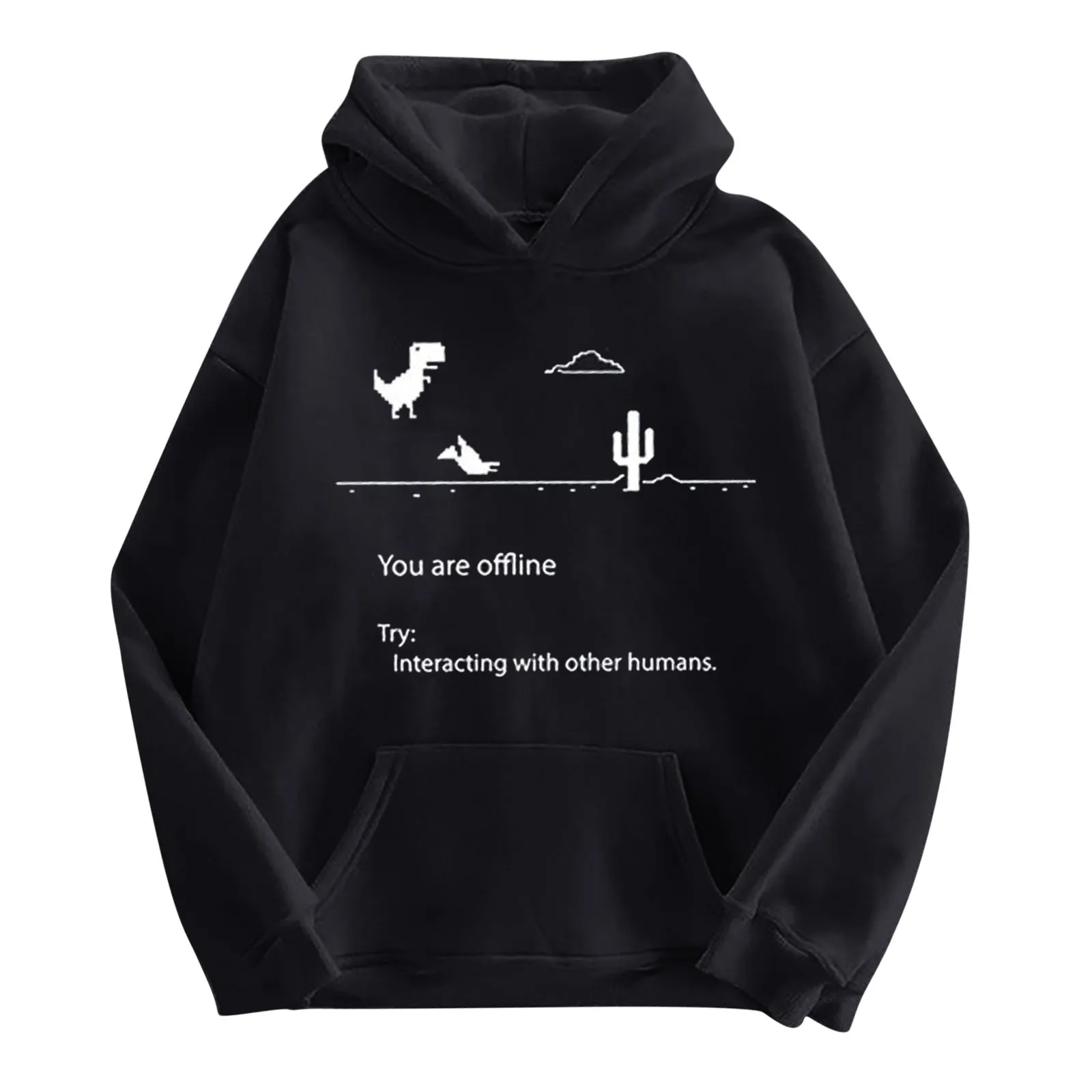 

Women Hooded Printed Sweatshirt Long Sleeve Casual Pullover Shirt Blouse Female Korean Pockets Sweatshirt