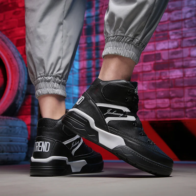 Модные мужские кроссовки с высоким берцем легкие зимние ботинки кожаная мужская