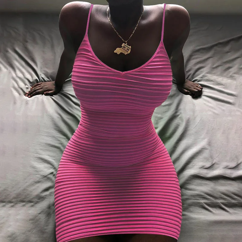 Регулируемое облегающее платье на бретельках с открытой спиной сексуальное мини