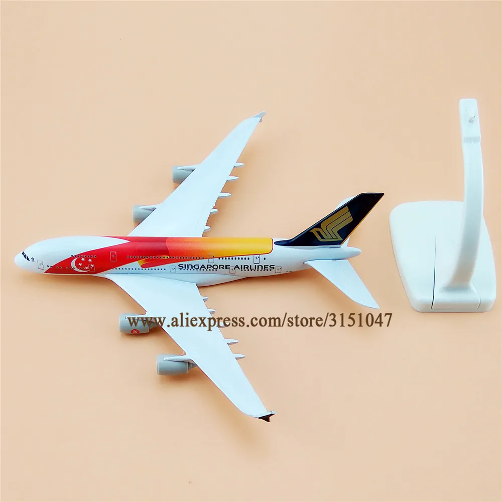 

20cm Red Air Singapore Airlines A380 Airbus 380 Flag Airways Plane Model Alloy Metal Diecast Model Airplane Aircraft Kids Gift