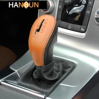 leather car styling center console gear shift decorative sleeve for volvo xc60 s60 v60 v40 handbrake modified protective sleeve