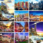 5D алмазная живопись, уличный город, пейзаж, живопись, полноразмернаякруглая Алмазная вышивка, мозаика, картина сделай сам, украшение для дома, подарок