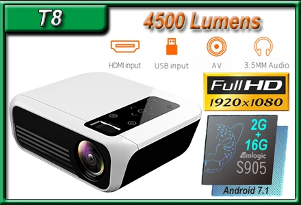 UNIC T6 1280x720 светодиодный проектор 3500 люмен Keystone USB HDMI VGA AV проектор домашний кинотеатр Proyector