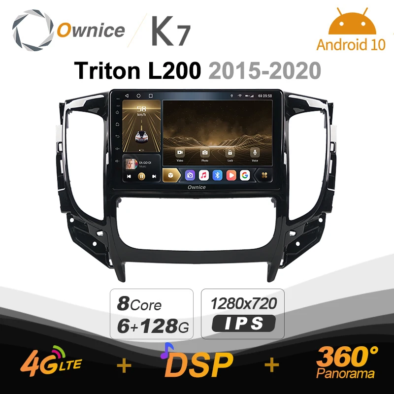 

K7 Ownice 6G+128G Android 10.0 Car Radio For Mitsubishi Triton L200 2015 - 2020 Multimedia 4G LTE GPS Navi 360 BT 5.0 Carplay