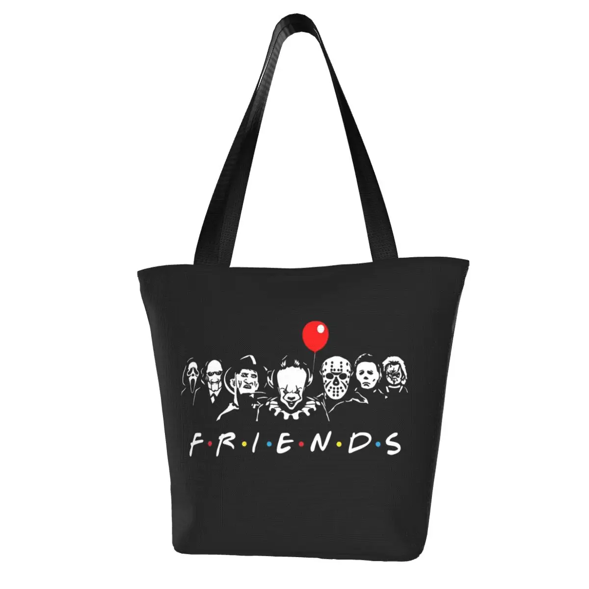 

Horror Movie Halloween Friends Shopping Bag Characters Creepy School Woman Handbag Gift Reusable Polyester Bags