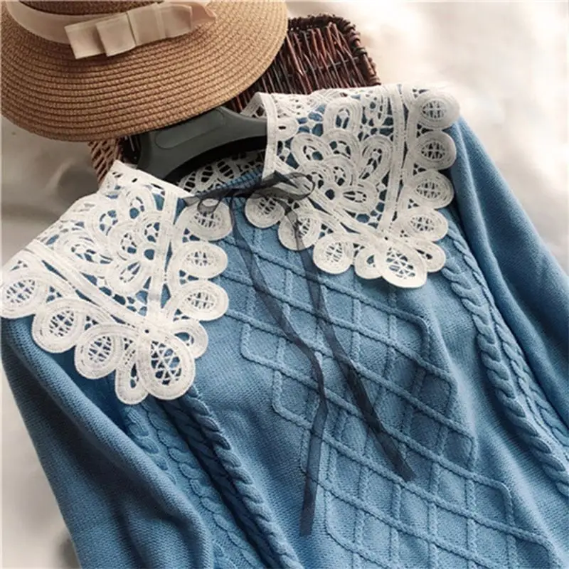 

Fashion Women Lace Hollow Out Women Blouse Fake False Collar Clothes Shirt Detachable Collars Shirt Apparel Accessories K3KC