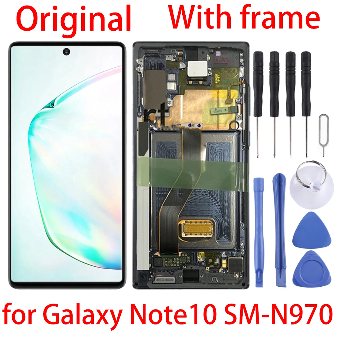 Pantalla LCD Original para Galaxy note 10, montaje completo de digitalizador con marco para Samsung Galaxy note 10, SM-N970-0