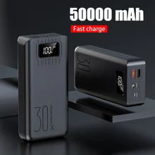Power Bank 50000mAh Portable Charger LED Typ-c External Battery Power Bank PD Two-way Fast charging PoverBank for Android phones