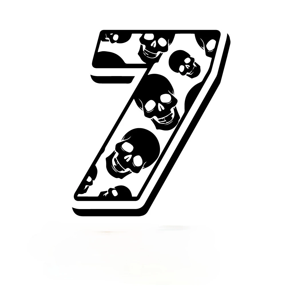

Reative Engine Cover Vinyl Number Seven Skull Car Sticker Fashion Cartoon Window Decoration Personality Decals Kk14*12cm