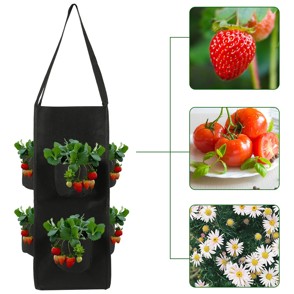 

2PCS Strawberry Planting Growing Bag Multi-mouth Container Bags Pouch Root Bonsai Plant Pot Grow Planter Garden Supplies