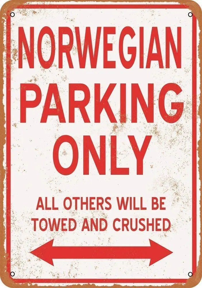 

Lplpol Norwegian Parking Only Retro Metal Tin Sign for Wall Decor 8" x 12"