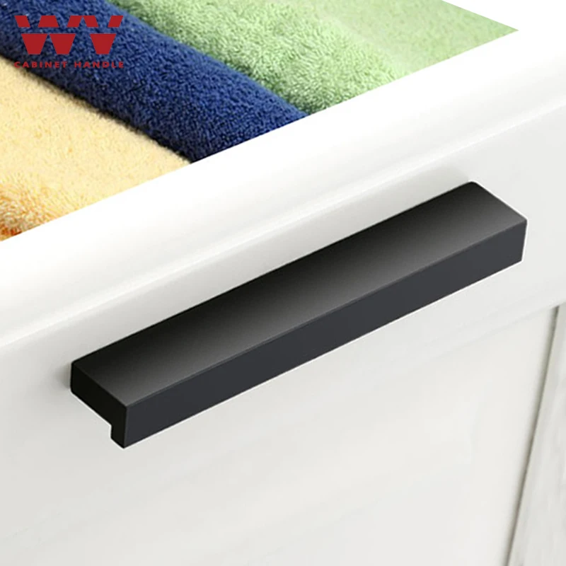 ВМ шкаф дверные ручки 128 мм 500 черная ручка Алюминий сплав с выдвижными ящиками