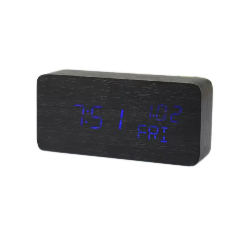black-board blue Деревянные будильники светодиодный дисплей деревянные часы с календарем/секунды/температура/неделя цифровые часы xyzTime - Цвет: black-board blue