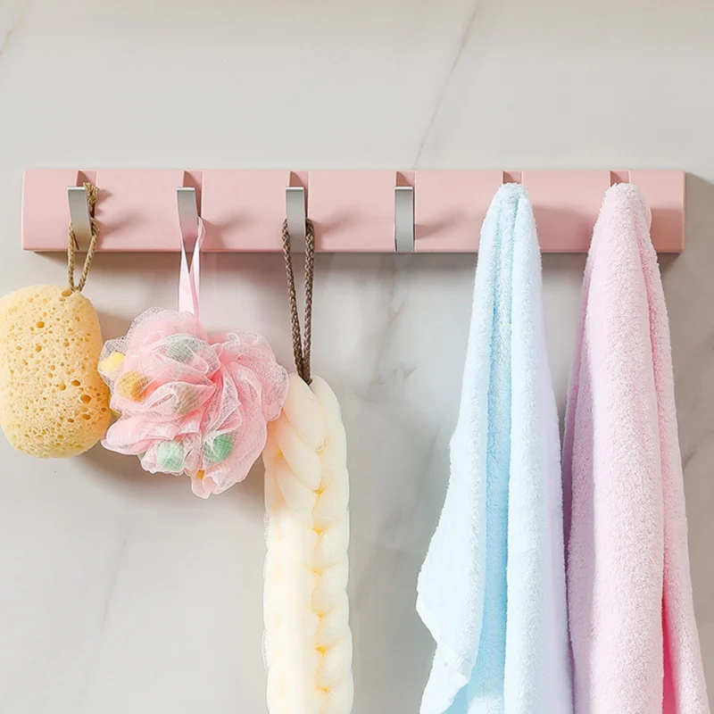 

Unique Hook Hidden-type Hook With Strong Adhesive Bathroom Hook Holder Punch-free No Trace 6-hooks